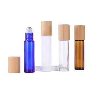 Botellas de Vidrio Grueso con Rodillo para Aceites Esenciales, 10 ml, Transparentes, Ámbar, Esmeriladas, con Tapas de Bambú, Vacías, en Existencia, al por Mayor - Product Image 2