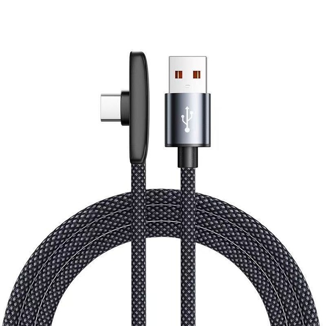 100W Angled Braided Nylon Type-C Data Cable for Mobile Phones with Fast Charging and Data Transfer