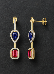 Pendientes de Plata de Ley 925 con Baño de Rodio y Circonita Cúbica Azul en Forma de Pera, Diseño Halo, para Mujer, Ideales para Bodas, Fiestas o Regalos - Product Image 2