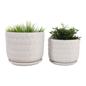 Vasi in gres effetto bolle con sottovaso per decorazioni interne ed esterne, uso domestico e da giardino - Product Image 2