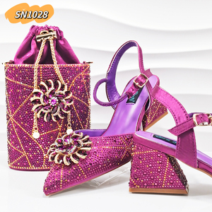 Cao Gót Phụ Nữ Châu Phi Giày Và Túi Thiết Lập Với Thạch Nigeria Giày Cưới Và Phù Hợp Với Túi Cho Buổi Tối Bên - Product Image 5