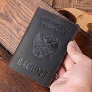 Couche supérieure peau de vache rétro carte d'embarquement porte-carte en cuir sac en cuir véritable passeport livre russie porte-passeport - Product Image 1