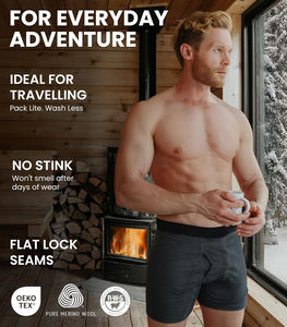 Sous-vêtements pour homme CELINNE, doux, respirants, anti-humidité, 100% laine mérinos naturelle premium, caleçons boxers. - Product Image 4