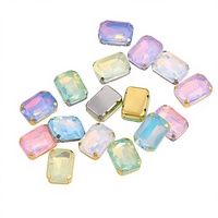 Strass Selina Crystal rectangulaire octogonal opale moka à griffes, à coudre pour accessoires vestimentaires, chaussures, sacs et robes de mariée