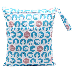 Sac humide à double fermeture éclair Sacs à couches imperméables pour bébé Sacs à couches imprimés personnalisés avec poignée anti-fuite - Product Image 4