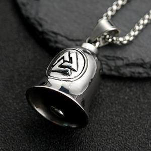 Amuleto de <span class=keywords><strong>Buena</strong></span> <span class=keywords><strong>Suerte</strong></span> para Motociclistas, Regalo para Motociclistas, Gremlin Guardián, Símbolo de Odín, Triángulos Vikingos Nórdicos, Runa, Campana de Acero Inoxidable para Motocicleta - Product Image 5