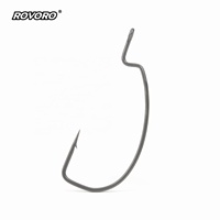 ROVORO 8013 2 # -7/0 #   Hameçon à pointe extra large, à angle de 90 degrés, avec revêtement PTFE pour la pêche au black-bass, hameçon pour appâts souples