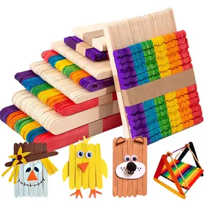 50 teile/satz farbige hölzerne Eis am Stiel Naturholz Eis Stick für Kinder Lernspiel zeug Handgemachte DIY Bastel bedarf