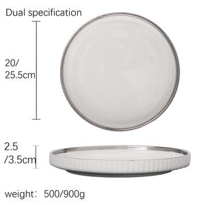 Ensembles d'assiettes à dîner en porcelaine de luxe royale Vaisselle nordique Ensemble de vaisselle en céramique avec bordure dorée - Product Image 6