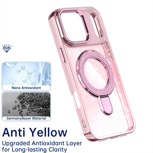 เคสสำหรับ iPhone 17 Pro Max แบบมีกลิตเตอร์เคลือบเงา พร้อมขาตั้งกันกระแทก รุ่น 17 ขาตั้งแบบซ่อน - Product Image 2