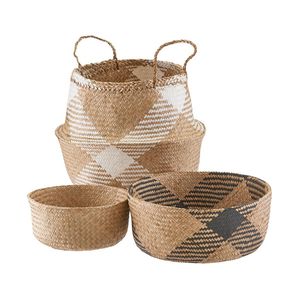 High Quality Black Seagrass <b>Belly</b> <b>Basket</b> Foldable Handwoven Plant Pot Laundry Storage Organizer Bulk Vietnam Manufacturer - Product Image 4