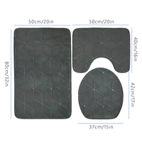 Tapis de bain en polaire corail, 2 pièces, absorbant, antidérapant, lavable à la main, tapis de toilette en forme de U, motif diamant, épais et doux pour salle de bain et maison