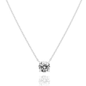 Collier ras du cou délicat en acier inoxydable étanche et inaltérable, or 18 carats, avec zircon simple raffiné et cristal CZ de <span class=keywords><strong>1</strong></span>,5 carat (7,3 mm) - Product Image 6