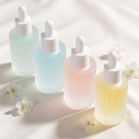 Flacon d'huile essentielle en verre coloré mat de 30 ml, couleur macaron pastel clair, en stock, flacon d'essence à épaule plate