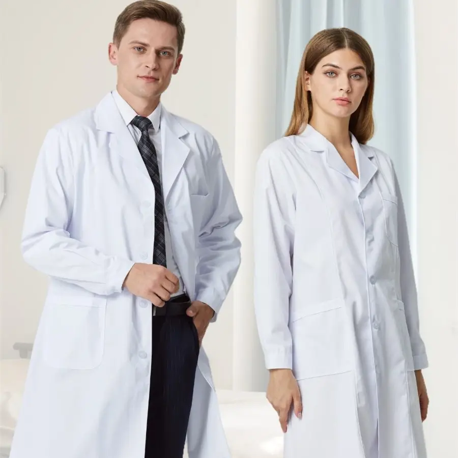 โรงงานจัดหาเสื้อผ้าแพทย์โดยตรง เสื้อคลุมสีขาว โรงพยาบาล ร้านขายยา เสื้อคลุมห้องปฏิบัติการ ชุดแพทย์