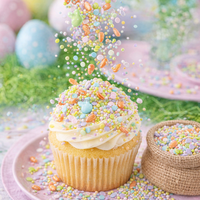 Pastellfarbene Ostern-Zuckerstreusel zum Backen, Bunte Zucker-Jimmies-Konfetti-Mischung für Cake Pops, Frühlings-Hasen-Ei-Dekoration