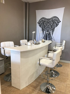 Vente en gros bon marché d'usine Great Foshan Ensemble chaise et bol de spa pour pédicure et manucure en cuir et bois massif blanc au design raffiné - Product Image 5