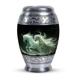 Urne licorne mystique rougeoyante souvenir fabriqué à la main pour les cendres pour les femmes urne d'amoureux des animaux verts pour les cendres avec sac en velours gratuit - Product Image 1