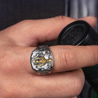 Bague Trident Rétro pour Homme en Tungstène Électroplaqué, Style Hip-Hop Audacieux, Furie Glacée de Poséidon, à Bout Ouvert pour l'Index