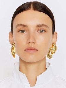 Pendientes de Tuerca de Latón con Diseño Exagerado de Textura Desalineada Única, Estilo Europeo Americano, Lujo Ligero, para Fiestas - Product Image 5