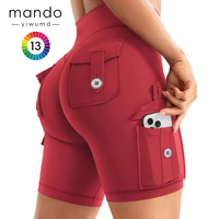 Shorts de sport pour femmes, style workwear, multipoches, taille haute, effet push-up, pour la gym