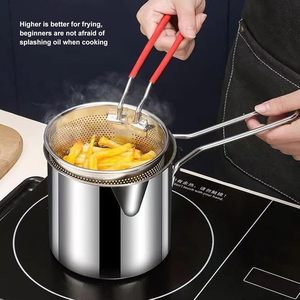 厂家直销不锈钢炊具套装圆形油炸锅，带过滤篮，用于烹饪和油炸 - Product Image 3