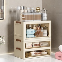COIZY moderne anti-poussière grande mallette de rangement cosmétique pliable maquillage organisateur de bureau avec tiroir PP plastique maquillage boîte de rangement