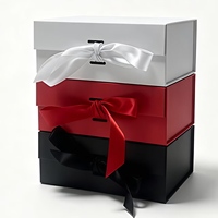 Boîte d'emballage cadeau personnalisable, écologique, avec fermeture magnétique, en carton épais, à rabat, avec décoration en nœud, quatre couleurs