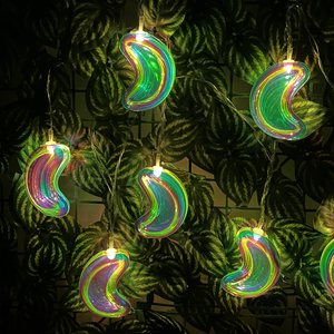 Guirnalda de Luces Solares con Forma de Luna Creciente Iridiscente, 10 LED, Decoración de Jardín para Exteriores, Luces Solares con Estaca para Jardín - Product Image 2