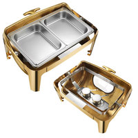 Ensemble Buffet de Luxe Professionnel en Acier Inoxydable Doré pour Hôtellerie, Chauffe-Plat Buffet, Fabricants de Réchauds