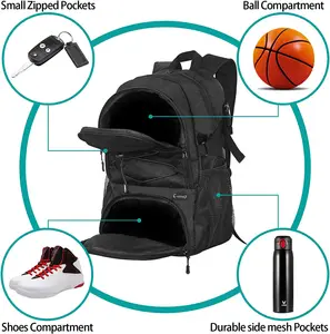 Zaino da basket personalizzato grande borsa per attrezzature sportive con scomparto per scarpe
