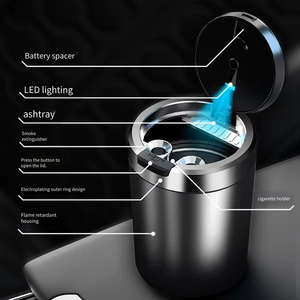 Wholesale Novax Embedded Portable <b>Car</b> LED Ashtray Universal Auto Ash Holders Cup Interior <b>Decor</b> Smokeless Box - Product Image 2