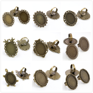 5pcs/बहुत कुछ 18x25mm विंटेज पीतल ओवल समायोज्य अंगूठी सेटिंग्स खाली आधार, फिट 18x25mm Cabochons के छल्ले Bezel ट्रे गहने निष्कर्ष - Product Image 4