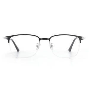 Montura de gafas retro de medio aro S8802 para hombre, tamaño mediano, diseño de flujo de agua, gafas ópticas de moda - Product Image 5