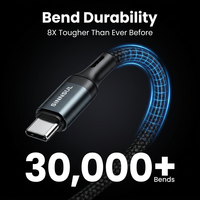 Câble de charge rapide USB A vers USB C en nylon tressé 3A 1M, cordon de chargeur de type C durable pour téléphones mobiles Samsung Xiaomi Android