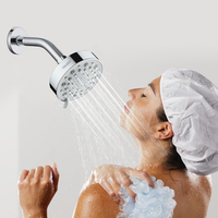 LEELONGS Pomme de douche haute pression 5 fonctions ABS ronde finition chromée économie d'eau murale