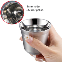 Tasse à expresso en miroir en acier inoxydable en vrac en gros pique-nique en plein air Portable Double épaissi Mini tasse à café