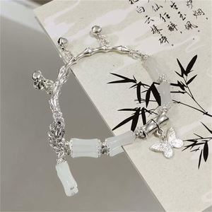 Pulsera de Moda China con Cuentas de Bambú, Diseño de Campana y Mariposa, Colgante de Cristal, Joyería para Mujer - Product Image 6