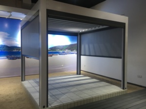 <span class=keywords><strong>Pergola</strong></span> Addossata <span class=keywords><strong>da</strong></span> Esterno Impermeabile in Alluminio con Sistema di Copertura Bioclimatica e Tenda <span class=keywords><strong>a</strong></span> Lamelle Orientabili Motorizzata - Product Image 3