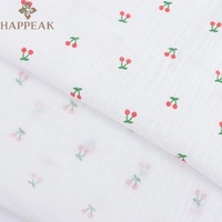 HAPPEAK vente en gros Double gaze tissus de mousseline personnalisé cerise imprimé coton gaze tissu pour bébé vêtements