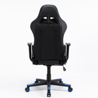Chaise de jeu ergonomique pivotante à 360 degrés en mousse moulée avec logo personnalisé, en cuir bleu, vente en gros