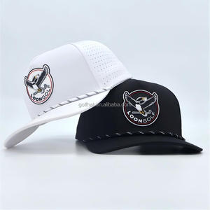 Casquette de baseball et de golf sportive imperméable à 5 panneaux en PVC et caoutchouc, avec logo découpé au laser et trous, pour le hockey, vente en gros - Product Image 1