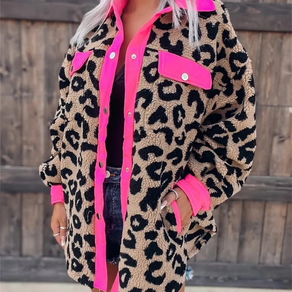 2023 autunno inverno cappotti da donna per il tempo libero peluche ragazze giacche vestiti modello leopardo cappotto giacca per le signore