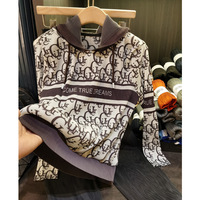 Nuevo conjunto de ejercicio, suéter plisado con capucha y letras de color de contraste, pantalones ajustados, conjunto de 2 piezas para mujer