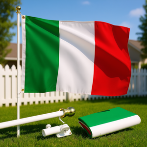 ธงชาติอิตาลี DB ขนาด 3x5 ฟุต พลาสติกพิมพ์ลายดิจิตอล พร้อมห่วงทองเหลือง ไม่พันกัน ใช้กับเสาหมุนได้ เหมาะสำหรับใช้งานกลางแจ้ง - Product Image 2
