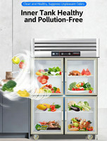 Réfrigérateur en acier inoxydable avec porte en verre, congélateur, congélateur vertical, réfrigérateur de présentation, équipement de cuisine commerciale, restaurant