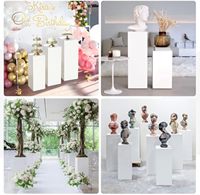 Ensemble de 5 plinthes blanches de mariage piédestal Cube Dessert gâteau support de Table colonne fleur support accessoires décoration de fête