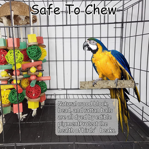 多色天然木块大鹦鹉咬玩具椰壳鸟咀嚼玩具 - Product Image 5