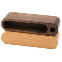 Base en bois poli décoration de Table de bureau carte de visite personnalisée et porte-stylo support produits en bois personnalisés