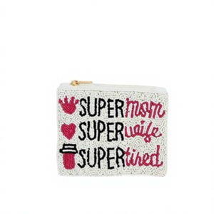 Super Mom Customized <b>Seed</b> Beaded Coin Pouch Wallet with Zipper Closure Beautiful Accessory Featuring Fashionable Design - Product Image 1